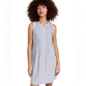 Northern Reflections Blue White Button-Front Dress Size L Sleeveless Retrocore